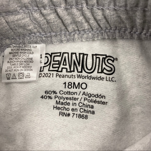 NWT Peanuts Christmas Sweatpants 18 month toddler pants - Picture 2 of 4